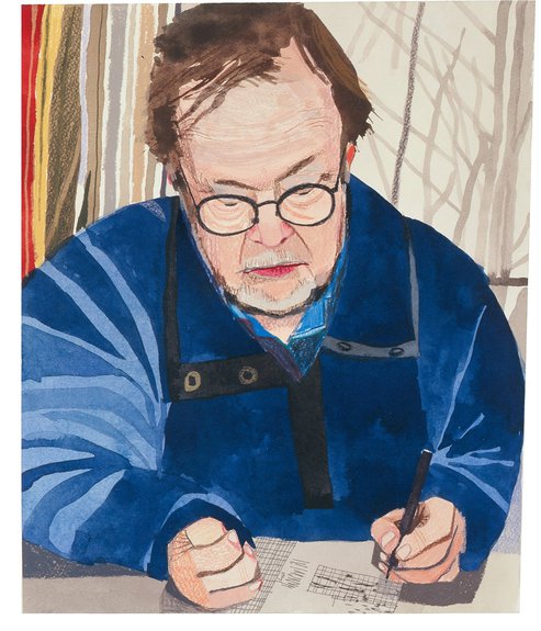 Jonas Wood    Crossword Master, 2007colored pencil and gouache on paper15 1/4 x 12 1/2 in.Estimate $30,000 - 40,000