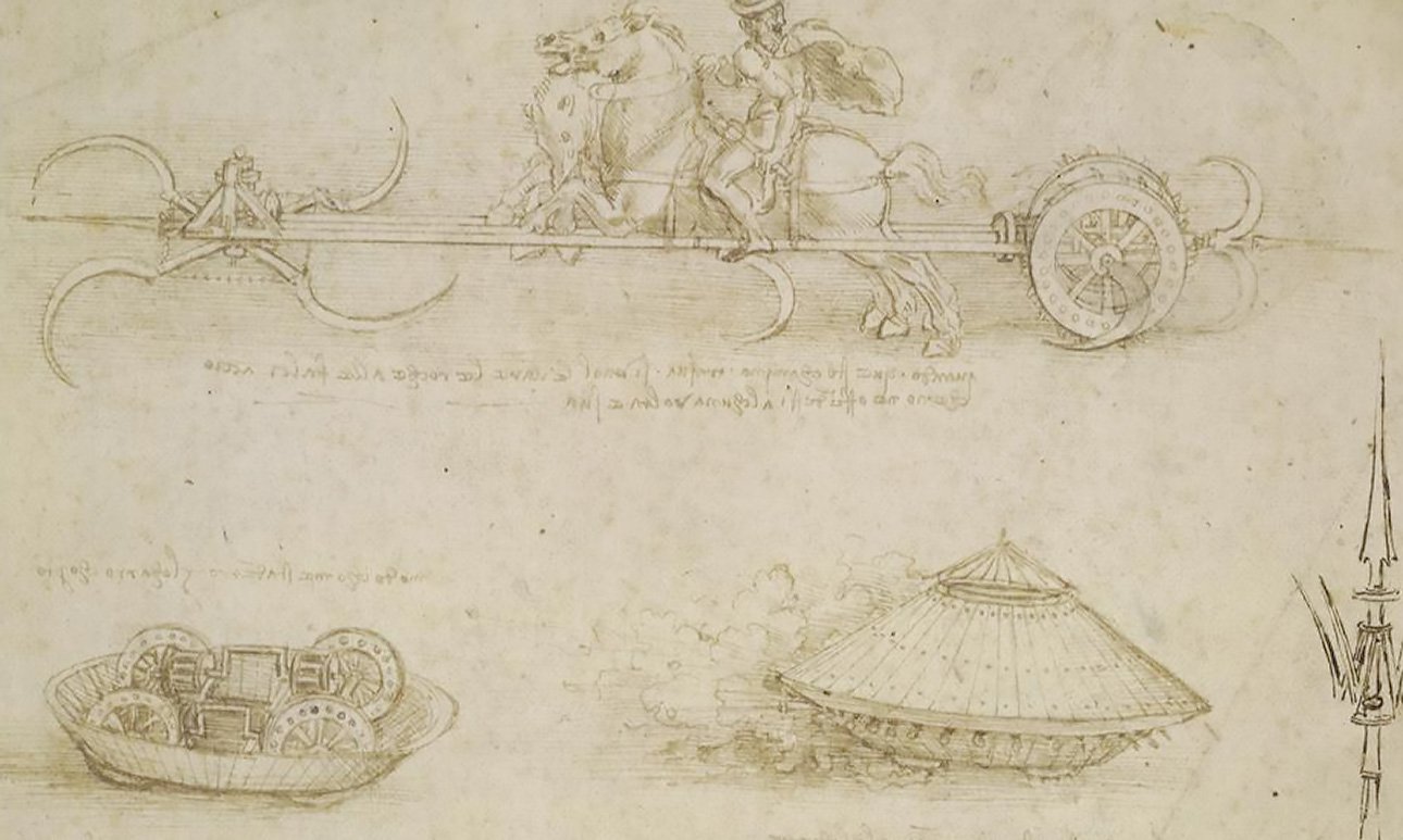 Леонардо да Винчи.« Эскизы боевых машин». 1487. Фото: The Trustees of the British